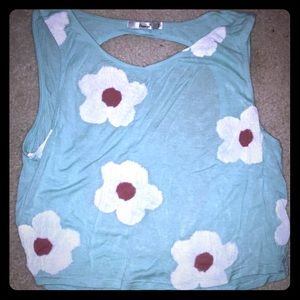 Flower summer shirt with high open back